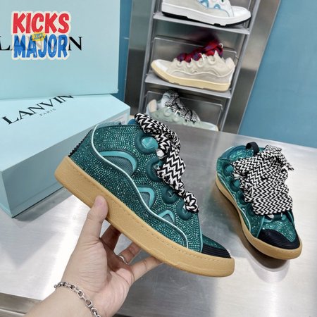 LANVIN Curb sneakers in Leather and strass navy blue STRA-H21281 35-45