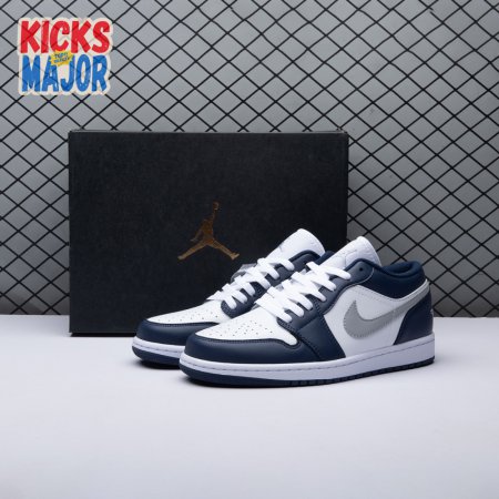 Jordan 1 Low Wolf Grey Midnight Navy 553558-141 Unisex